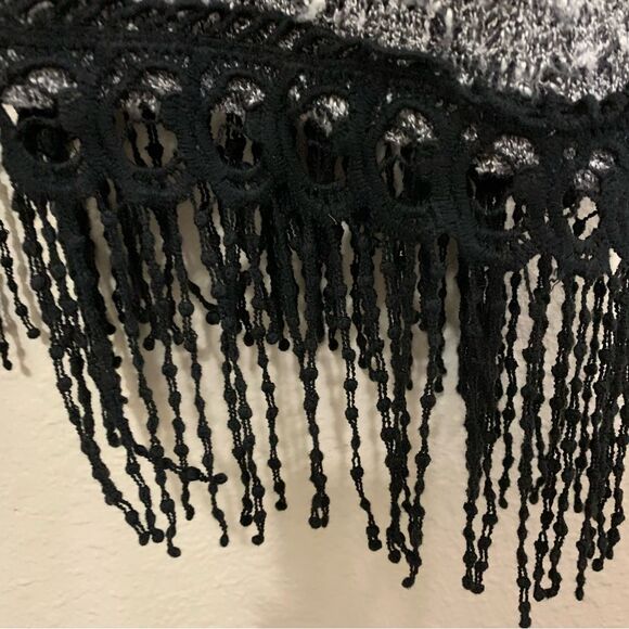 MOA MOA Fringed open Cardigan Women’s Kimono  XL Gray White Black. - Picture 10 of 13